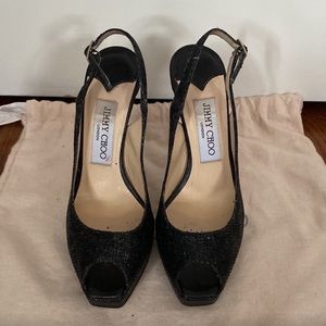 Jimmy Choo black slingbacks in size 34 1/2